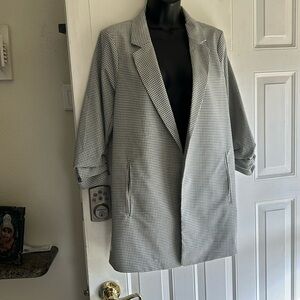 RACHEL ZOE CHECKED  JACKET GREY AND WHITE M